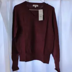 【新品未開封】レディース　FOUND GOOD Vネックセーター　ワインレッド