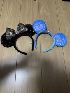 ディズニーカチューシャセット（黒と金・青とピンク）