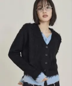 【室内1度試着のみ・新品】miette レイヤード風Vネックカーディガン
