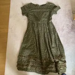 コムデギャルソン　半袖ワンピース　ドット柄　オリーブ　最終お値下げ