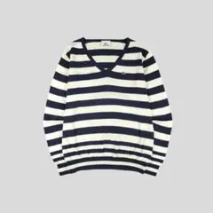着用2回・極美品】LACOSTE ラコステ ボーダー Vネック ニット セーター