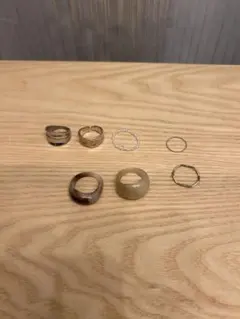 リングセット 7点 シルバー ゴールド アクリル　樹脂　ビーズ