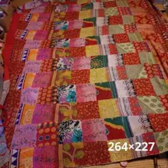 インド　ラリーキルト　カンタキルト　パッチワーク　古布　マルチカバー　エスニック