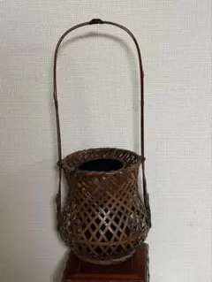 新品】竹籠 手付籠花入 瓢箪型 ひょうたん 花籠 茶道具 華道 花器 伝統