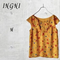 【INGNI】 花柄 ノースリーブ ブラウス マスタード M