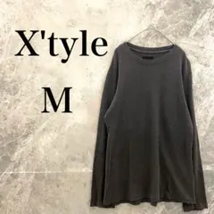 【美品】X'tyle ロンＴ 長袖トップス M グレー ブラック 黒 レディース
