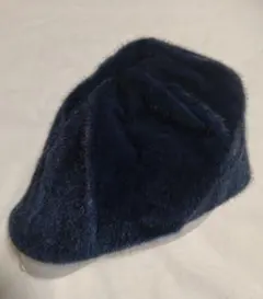 未使用　ネイビー ベレー帽 ファー風