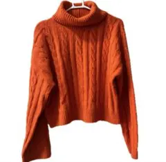 GU クロップドニット タートルネック オレンジ XL