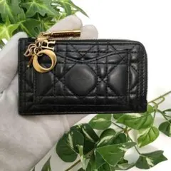 ディオール　フラグメントケース　コインカードホルダー　カナージュ　ブラック