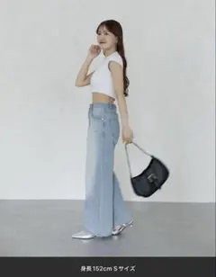 Thevon 【Yuna企画】ハイウエストストレートデニムパンツ(ブルー) S