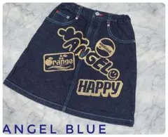 エンジェルブルー　ゴールドラメ　デニム　台形ミニスカート　スマイリー　150cm