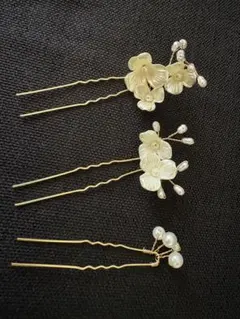 花モチーフ ヘアピン 3本セット 髪飾り