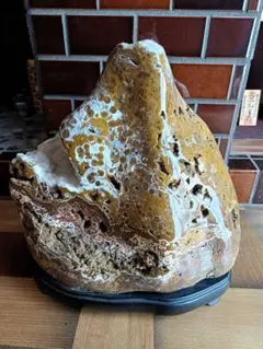 根尾谷産 天然菊花石 銘「麗鹿華」 昭和44年領収書・銘付き立札・台座付 鑑賞石 根尾谷産 天然菊花石 銘「麗鹿華」 昭和44年領収書・銘付き立札・台座