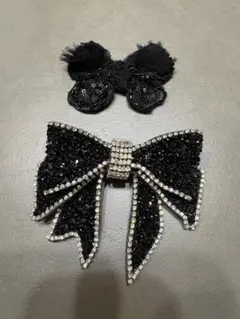 ブラックリボンヘアアクセサリー2個セット