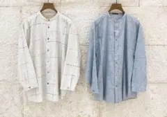 極美品 nume パラスパレス コットンビエラドットプリントスタンドカラーシャツのサムネイル