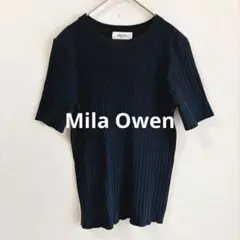【匿名配送】Mila Owen リブニット 半袖 ネイビー