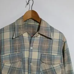 70s ウールチェックネルボードシャツ　オープンカラー　オンブレ　ペンドルトン