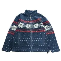 7AS16 McGREGOR ボアジャケット　ノルディック柄　M ネイビー　古着