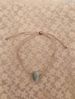 レア【ラリマーと琥珀】ブレスレット　ハンドメイド　紐　サイズ調節可能　#007