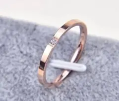 ステンレスリング　角一粒　指輪　ピンキーリング　レディースリング