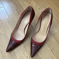YANG YANG パンプス ボルドー スエード エナメルのサムネイル