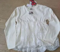 新品　130　ハローキティ　リボンチュニック　白　サンリオ　長袖