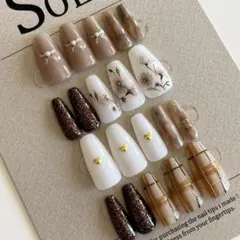 【163】20本セット まとめ売り ニュアンスネイルチップ フラワーネイルチップ