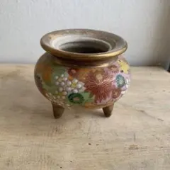 九谷焼き 九谷佐七 花柄陶器製香炉