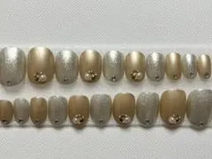 シルバー ゴールド ビジュー ネイル