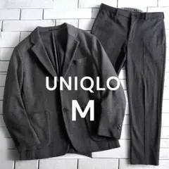 ユニクロ グレンチェック ストレッチ ジャケット パンツ セットアップ グレー