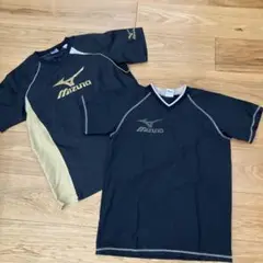 Mizuno VネックTシャツ 2枚セット 黒/金