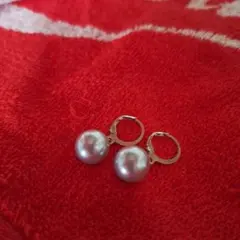 シルバーパール フープピアス