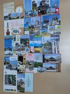お城の使用済み入場券とパンフレットのサムネイル