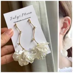 3900アンティークピアスイヤリングゴールド大ぶりフラワーロングシンプル韓国お花