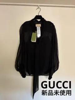 GUCCI ブラック シアー ボウタイブラウス 長袖のサムネイル