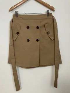 ベージュ ダブルボタン ミニスカート