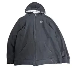 スポーツ系パーカー　XL ブラック　フルジップ　スウェット地　古着　7AS3