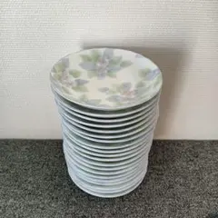 未使用 美濃焼 窯元 刻印有 花柄皿 20枚セット直径13.3cm