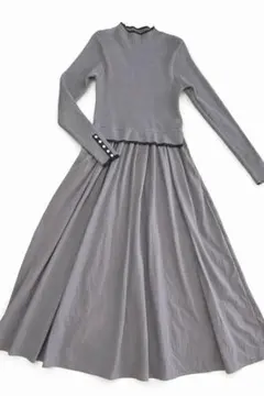 未使用　grove ドッキングワンピース M グレー ニット