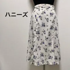 ハニーズ　花柄フレアスカートS ホワイト/パープルのサムネイル