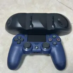 PS4 純正 DUALSHOCK4 ミッドナイトブルー 充電スタンド付 動作済