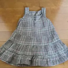 Noeil  ノースリーブワンピース 90cm グレーとピンクのチェック