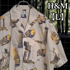 美品★エイチアンドエム H&M 総柄オープンカラーシャツ 遺跡柄 ギリシャ 神殿のサムネイル