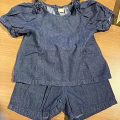 90cm petit main デニム上下セット ベビー　女の子　セットアップ