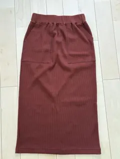 センスオブプレイス リブ編み オレンジ タイトスカート フリーサイズ