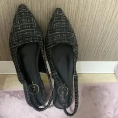 ツイード ブラック　パンプス