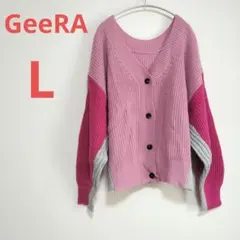 GeeRA ジーラ 配色ニットカーディガン