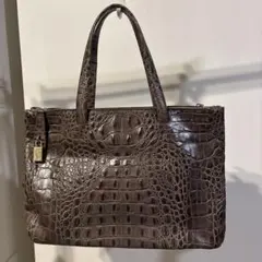 フルラ トートバッグ クロコ型押し 南京錠 グレー　美品
