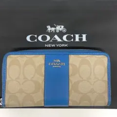 COACH コーチ　財布　シグネチャー　レザー　ブルー　可愛い　美品coach⭐︎