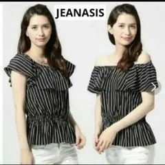 【JEANASIS】ストライプ柄 オフショルダー 2wayブラウス フリル 半袖のサムネイル